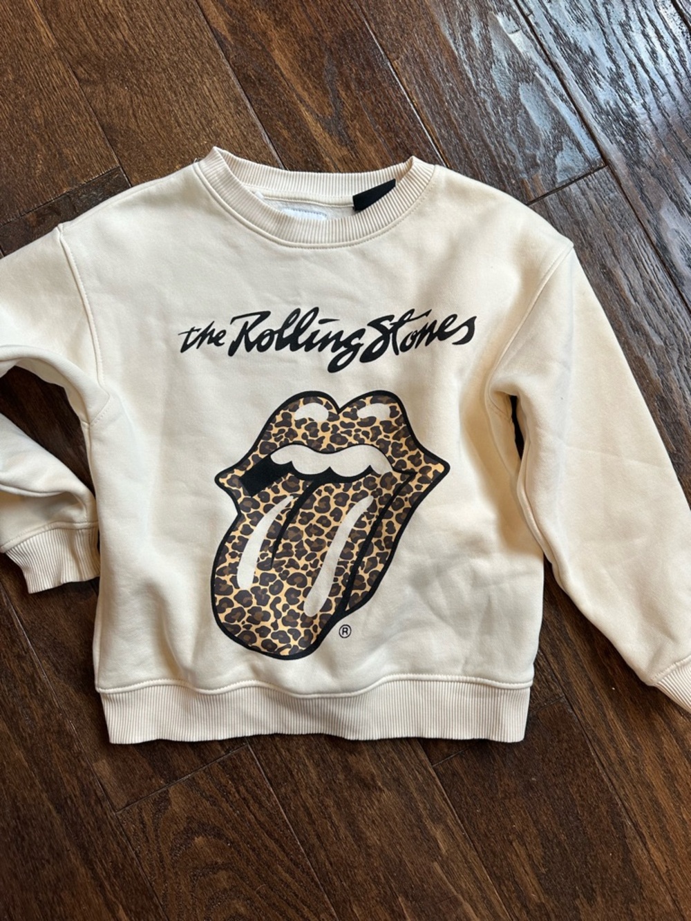 Zara Cream Rolling Stones Leopard Tongue Sweatshirt
